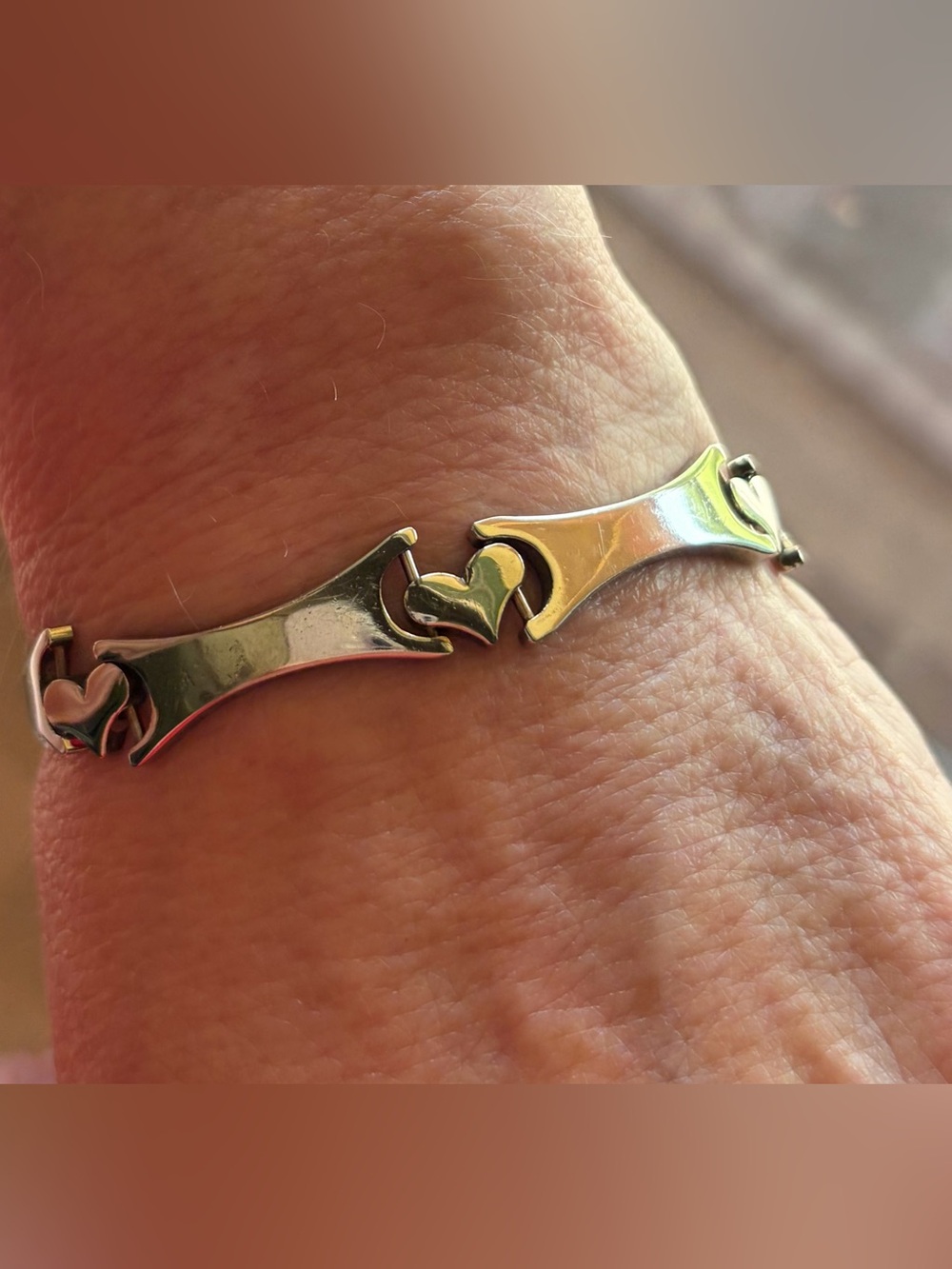 Sterling Silver Link Heart Bracelet